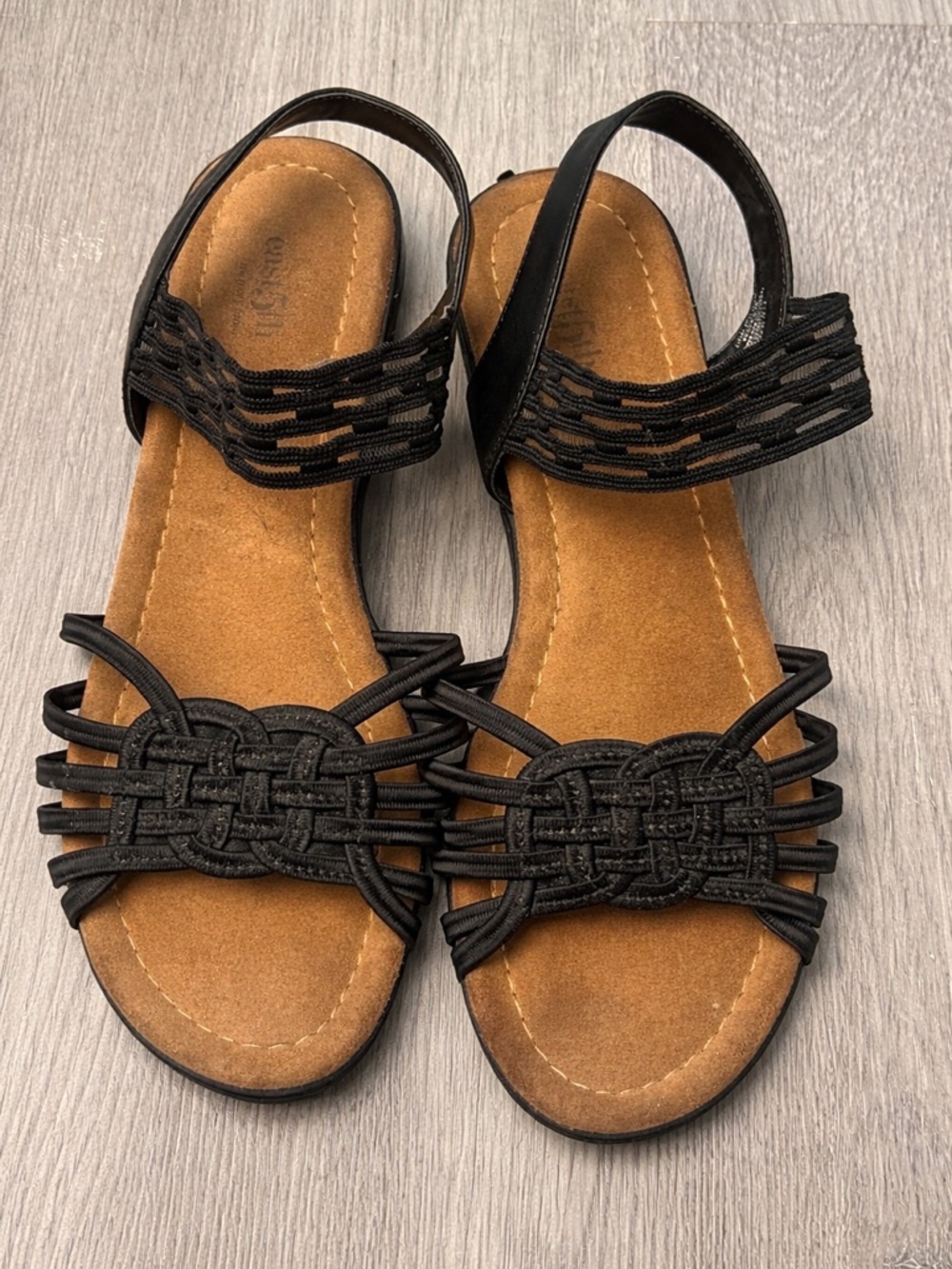 East 5th Black Woven Comfort Sandals Women's Size 11 Low Wedge